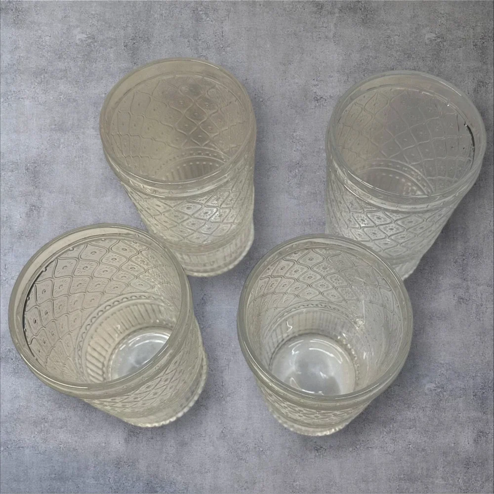 Set‎ of 4 - Godinger Claro Vintage Style Clear Glass Tumblers